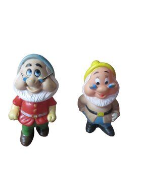 Set of 2 Vintage Disney Dwarf Squeaky Toys - Made in Hong Kong